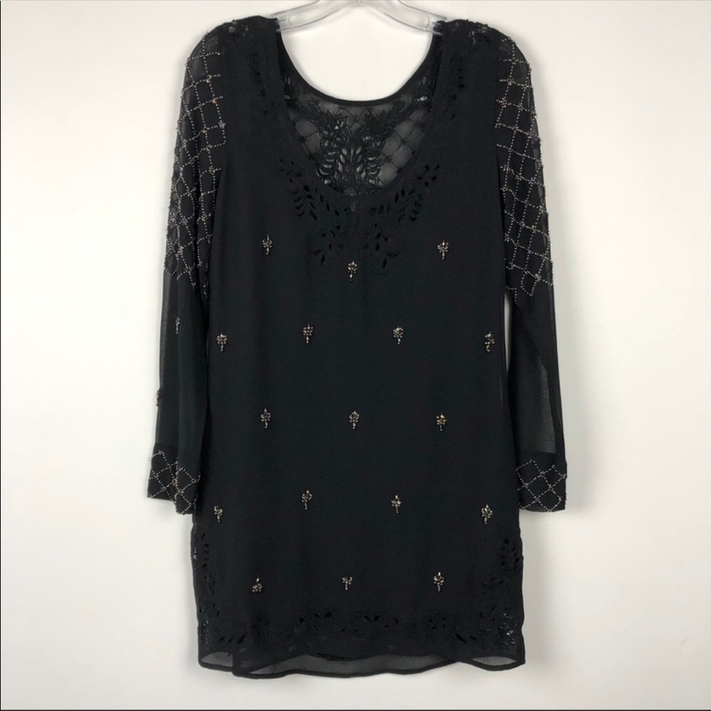 Free People Beaded Black Embroidered Dress - Picture 11 of 16